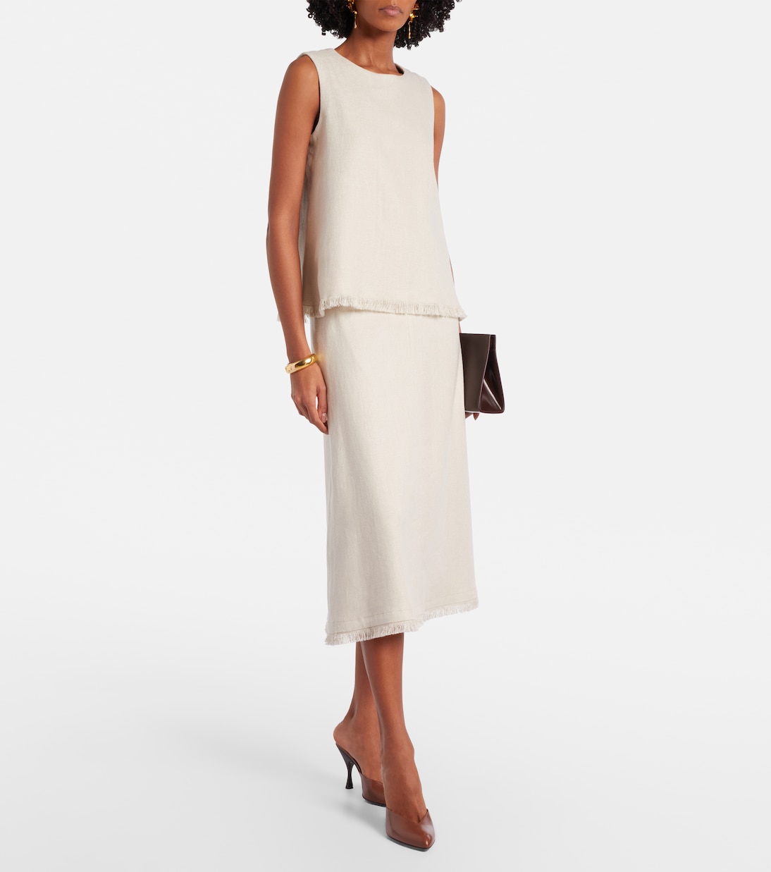 Fiocchi linen and cotton midi skirt | 'S Max Mara