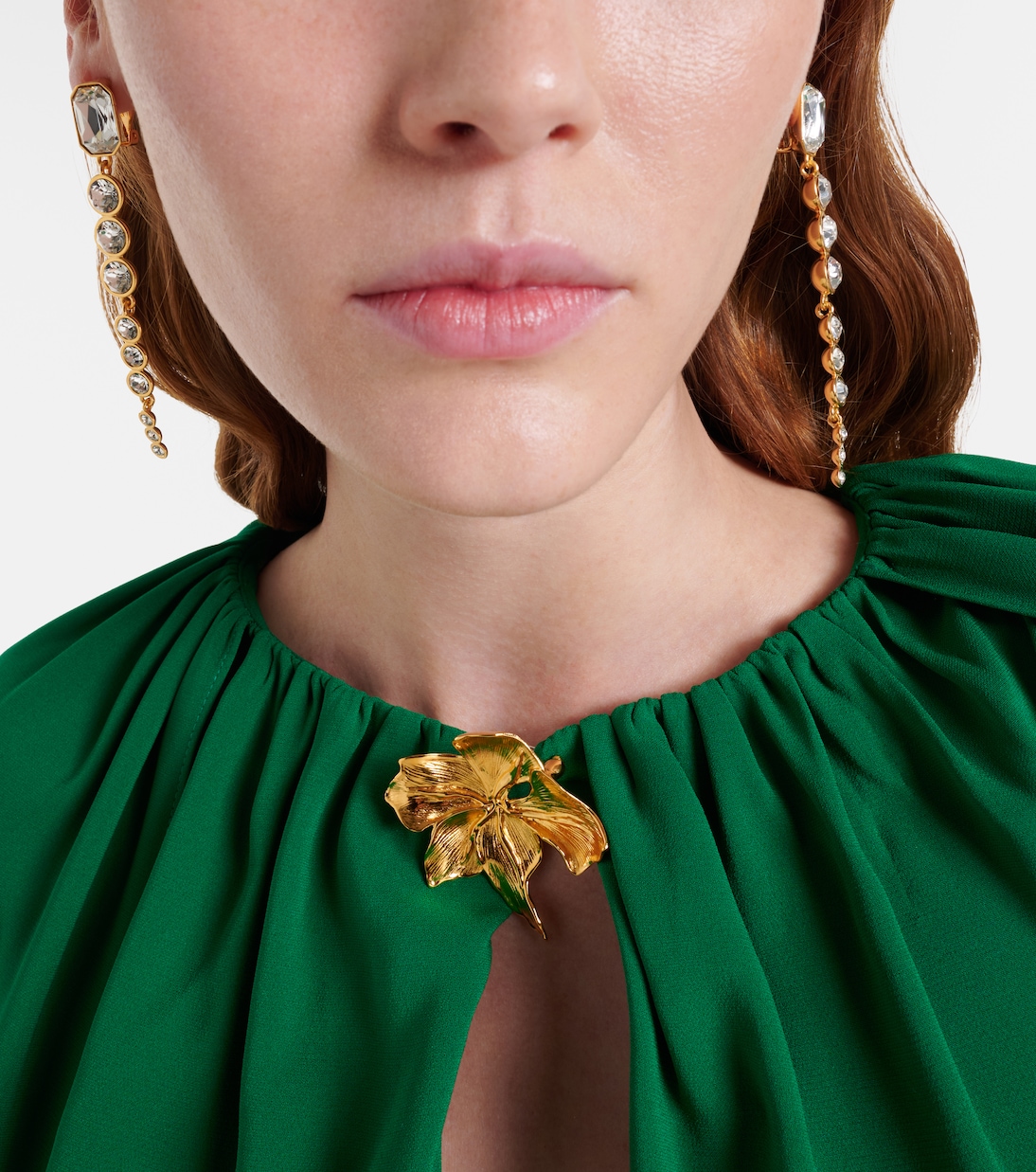 Crystal-embellished clip-on earrings | Oscar de la Renta
