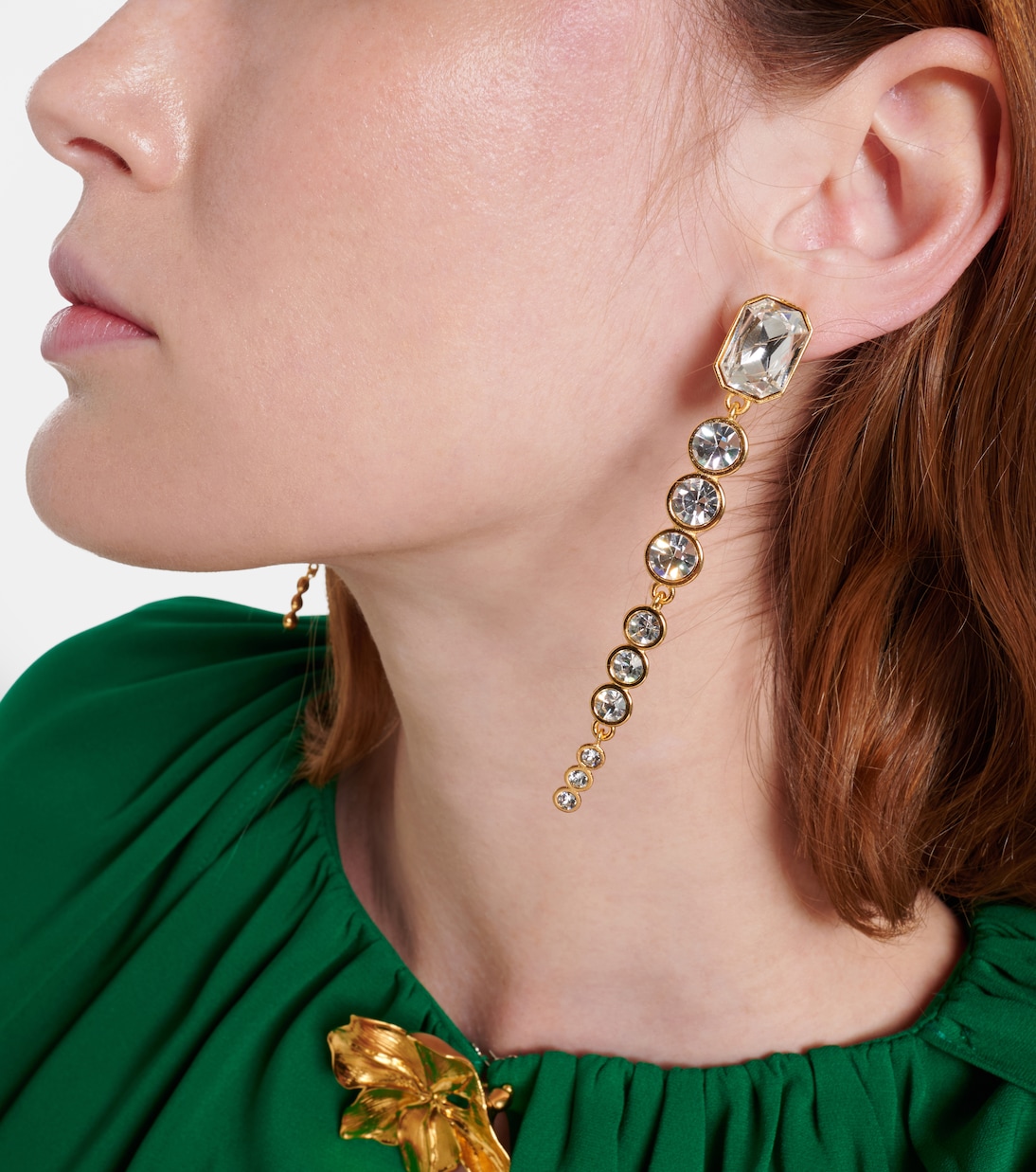 Crystal-embellished clip-on earrings | Oscar de la Renta