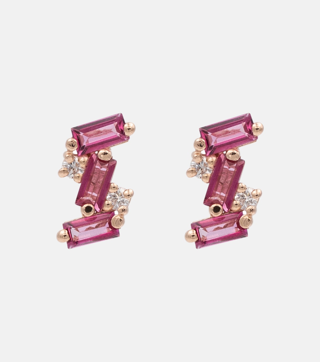 Orecchini in oro rosa 14kt con diamanti e topazio di SUZANNE KALAN, design giovane e raffinato