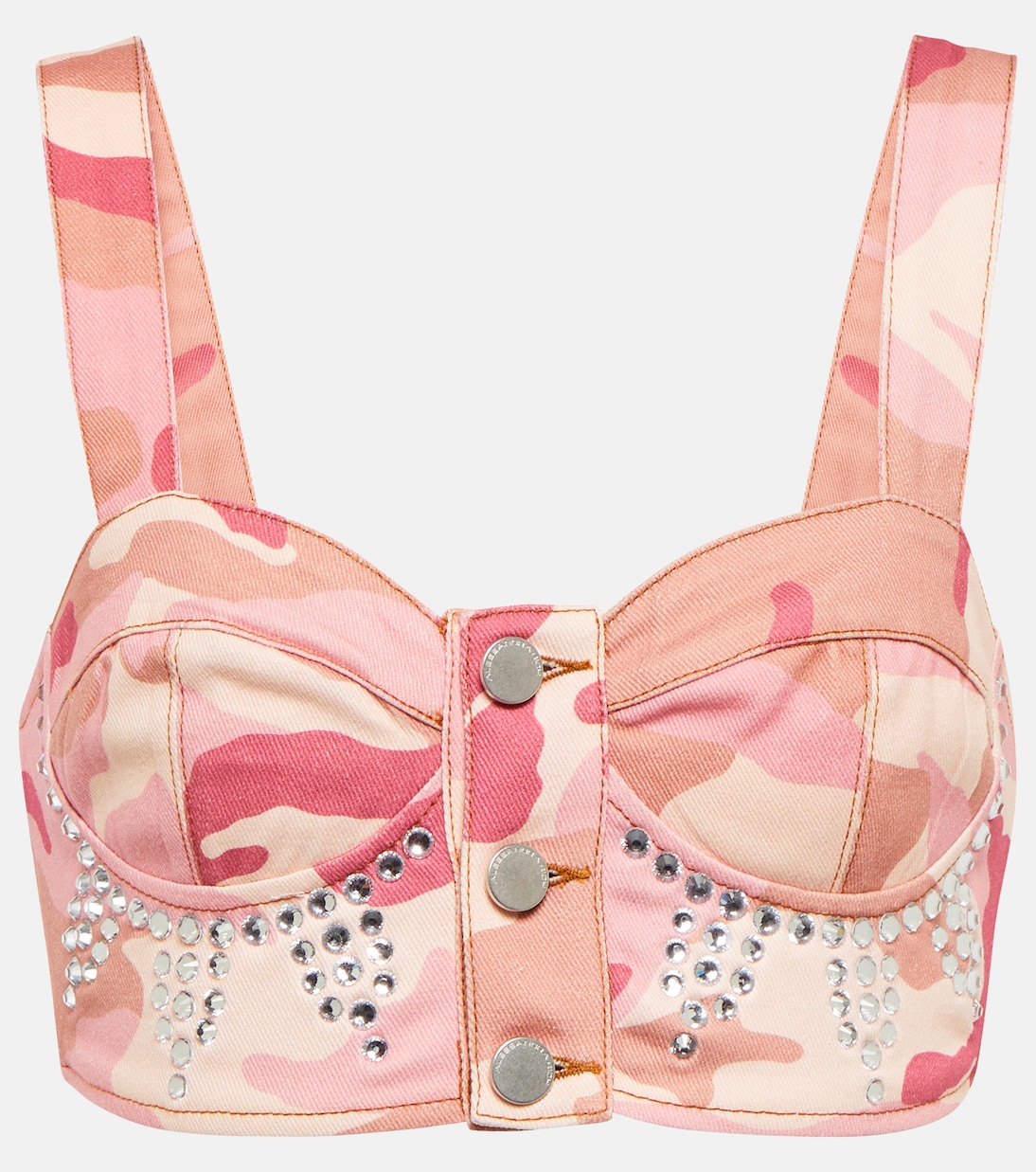 Brassière imprimée en coton à ornements | Alessandra Rich
