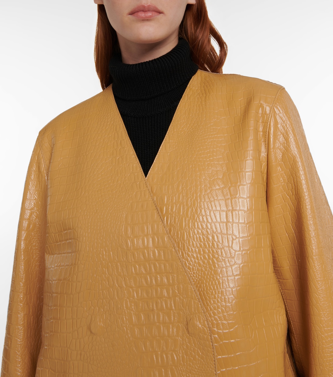 Double-breasted croc-effect leather blazer | Toteme