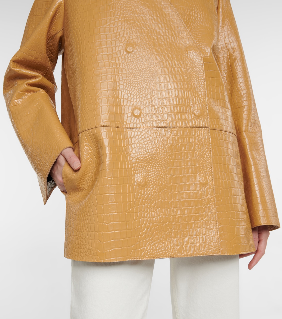 Double-breasted croc-effect leather blazer | Toteme