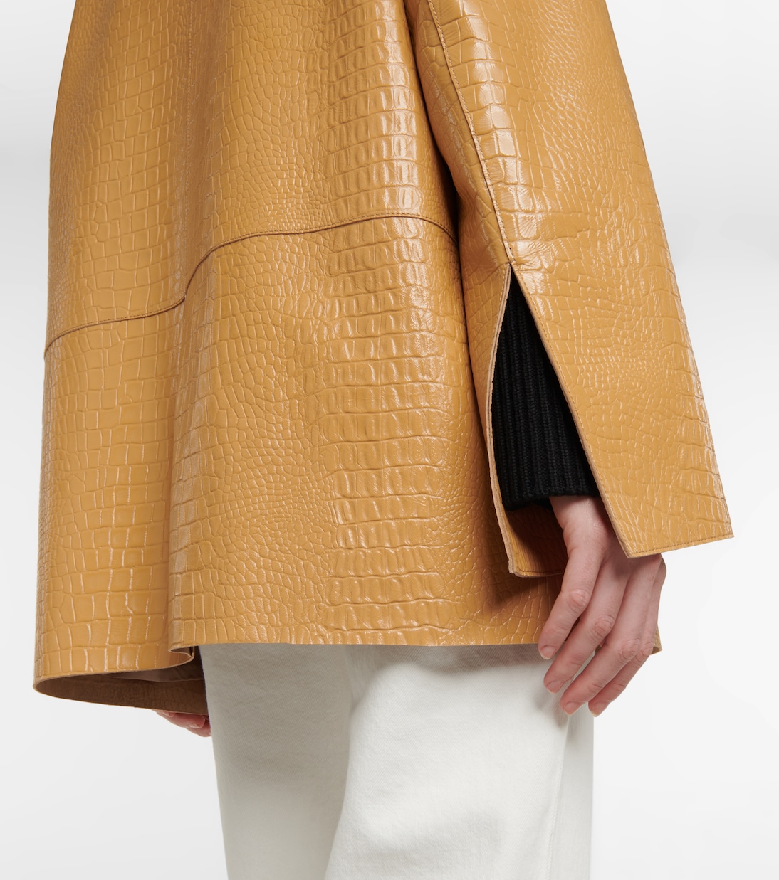 Double-breasted croc-effect leather blazer | Toteme