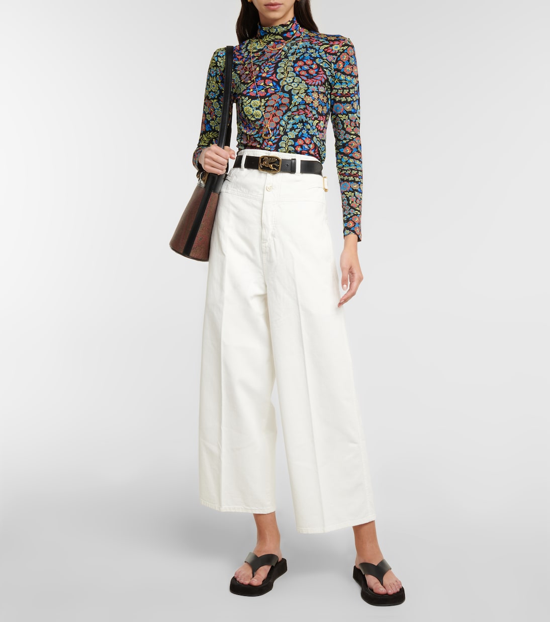 Jeans anchos de tiro alto cropped | Etro