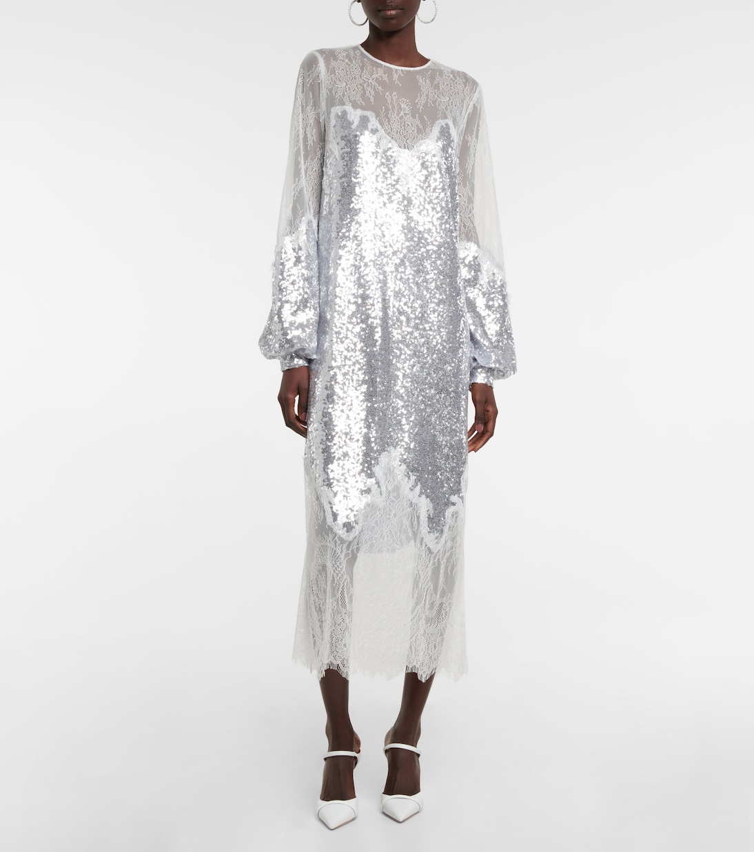 Zahara sequined and lace gown | Costarellos