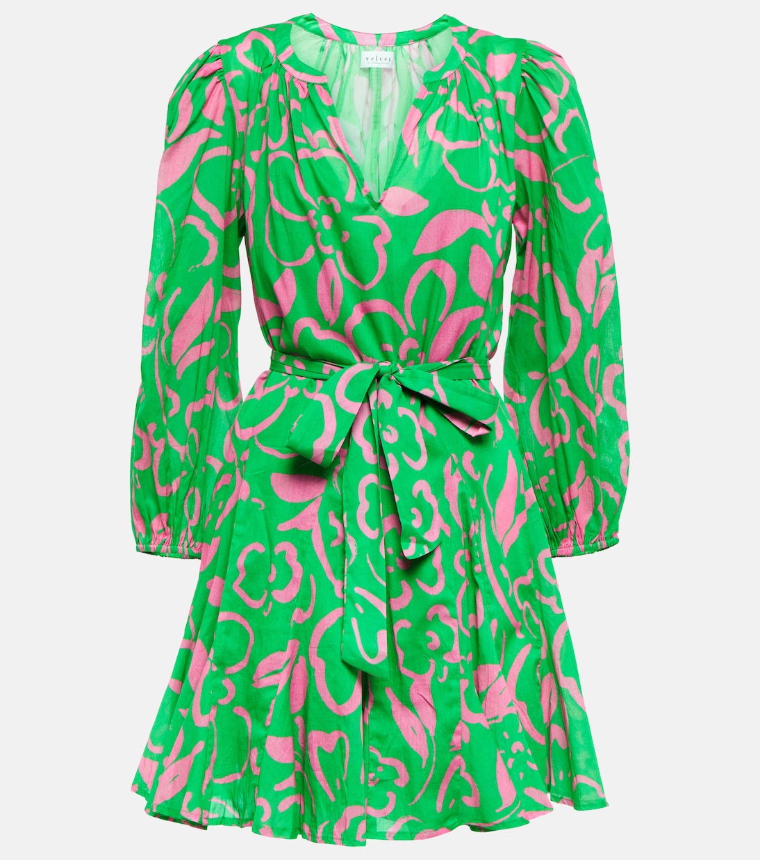 Kiki belted floral cotton minidress | Velvet