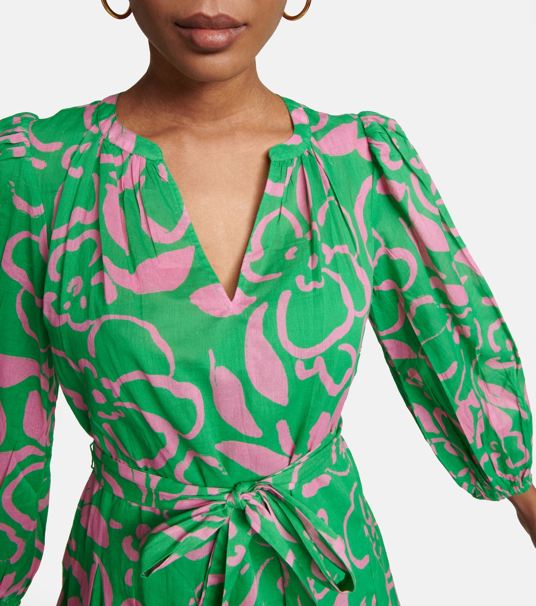 Kiki belted floral cotton minidress | Velvet
