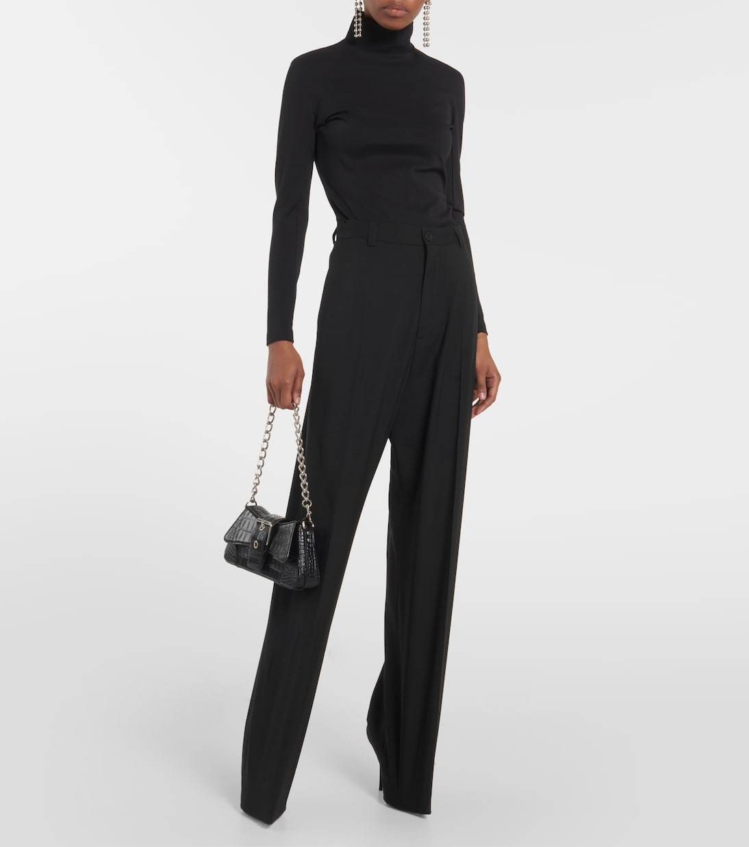 High-rise wool and leather pantashoes | Balenciaga