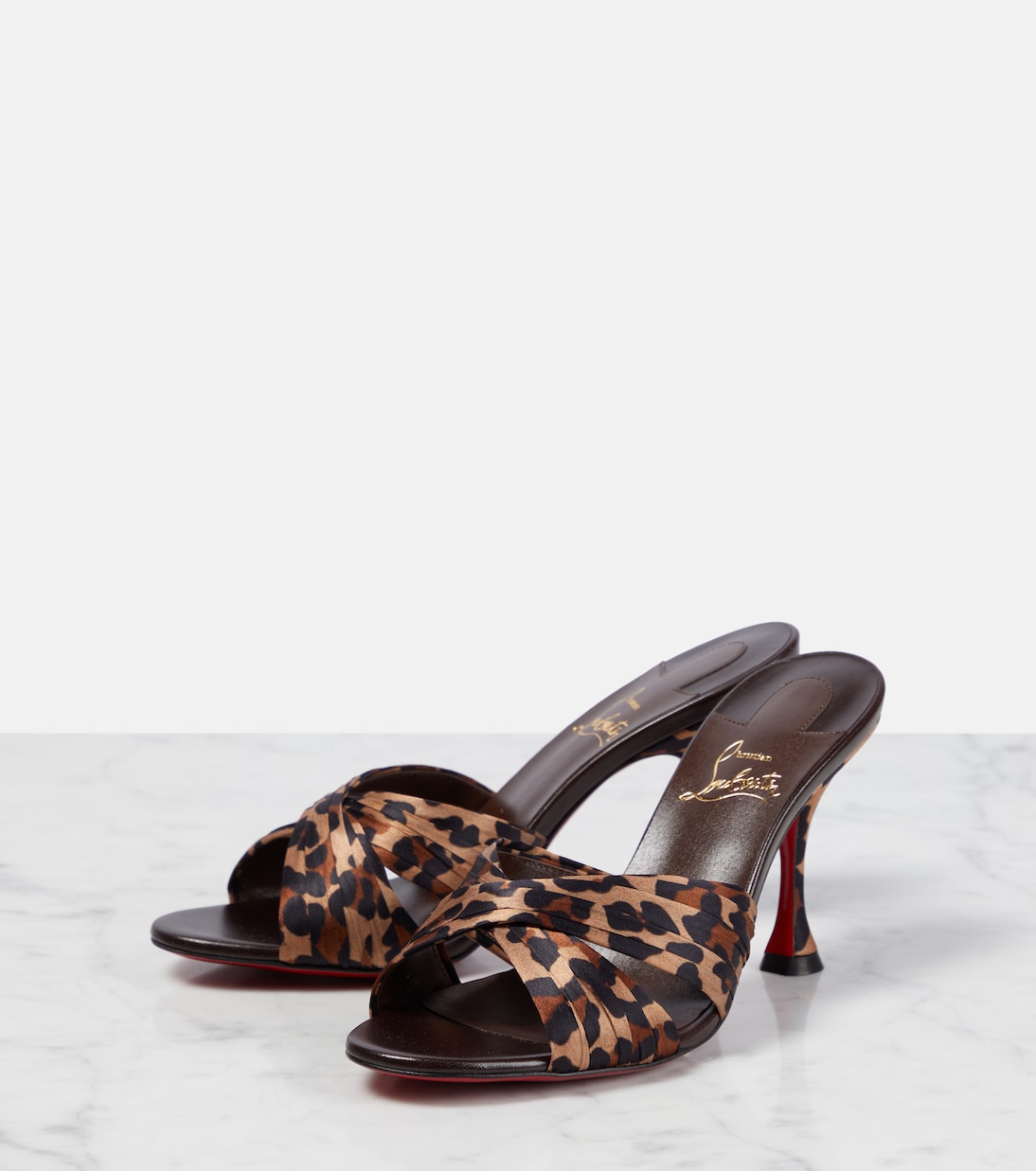 Nicol is Back 85 leopard-print satin mules | Christian Louboutin
