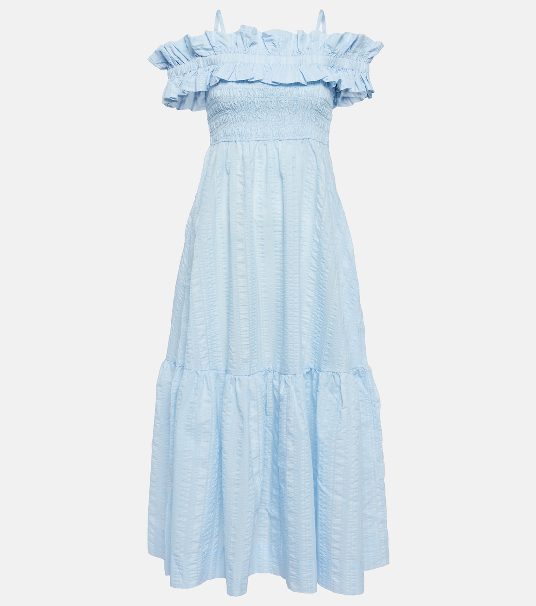 Ruched off-shoulder maxi dress | Ganni