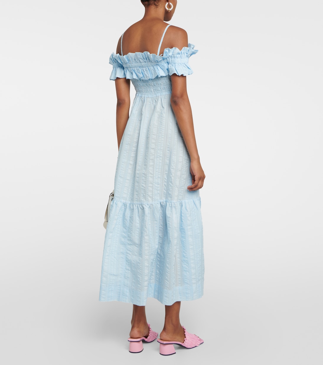 Ruched off-shoulder maxi dress | Ganni
