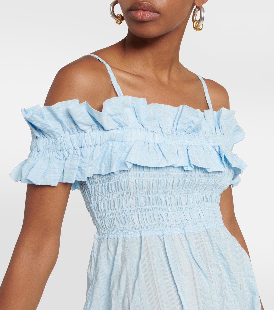 Ruched off-shoulder maxi dress | Ganni