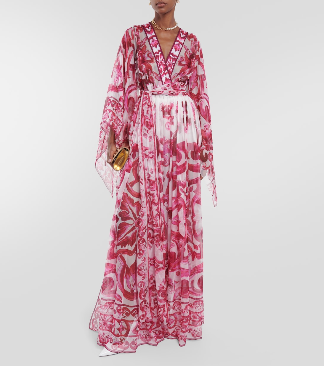 Vestido largo de seda estampado | Dolce&Gabbana