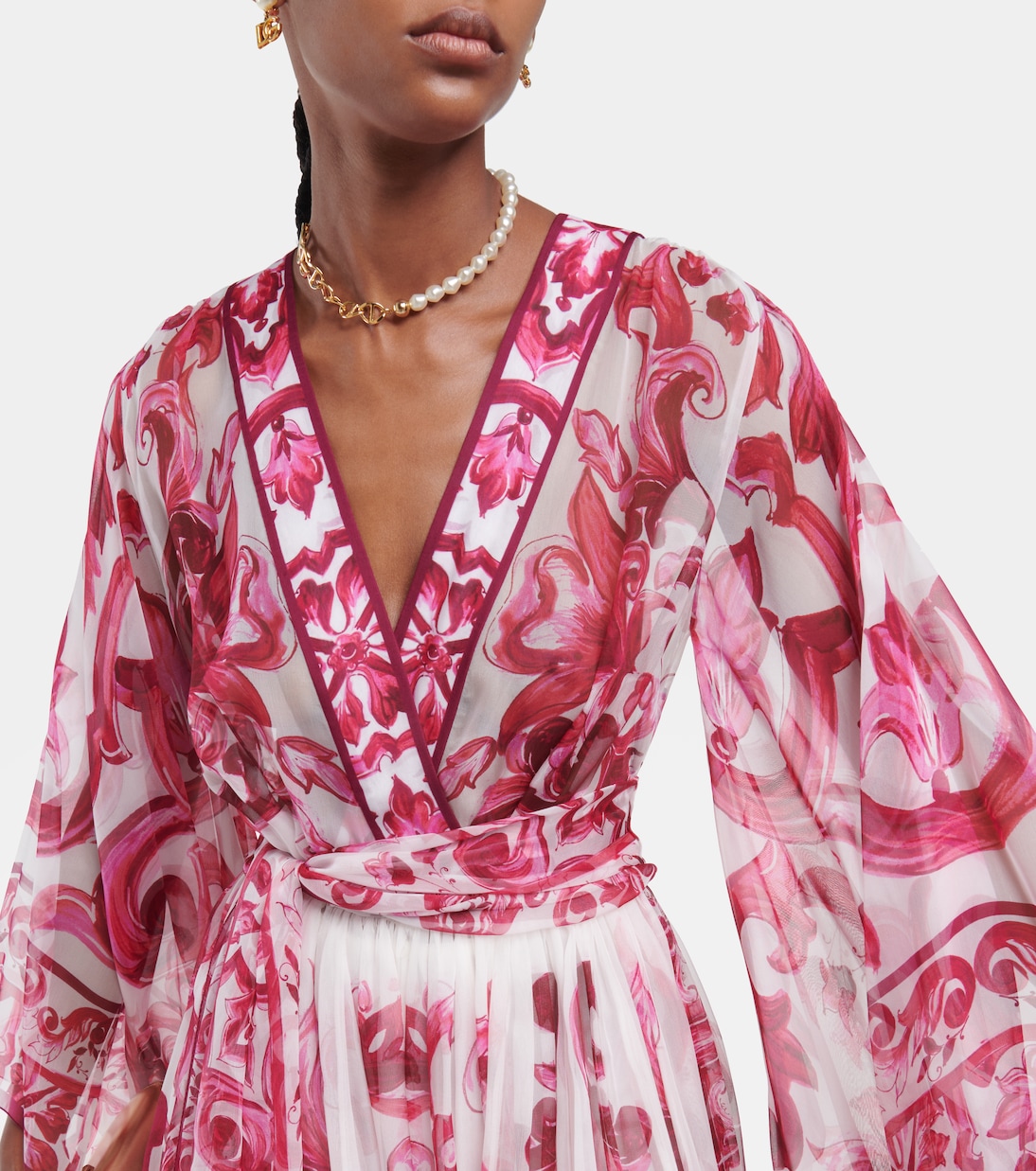 Vestido largo de seda estampado | Dolce&Gabbana