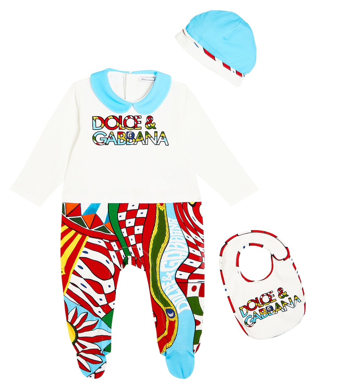 Baby - Tutina, bavaglino e berretto in misto cotone | Dolce&Gabbana Kids