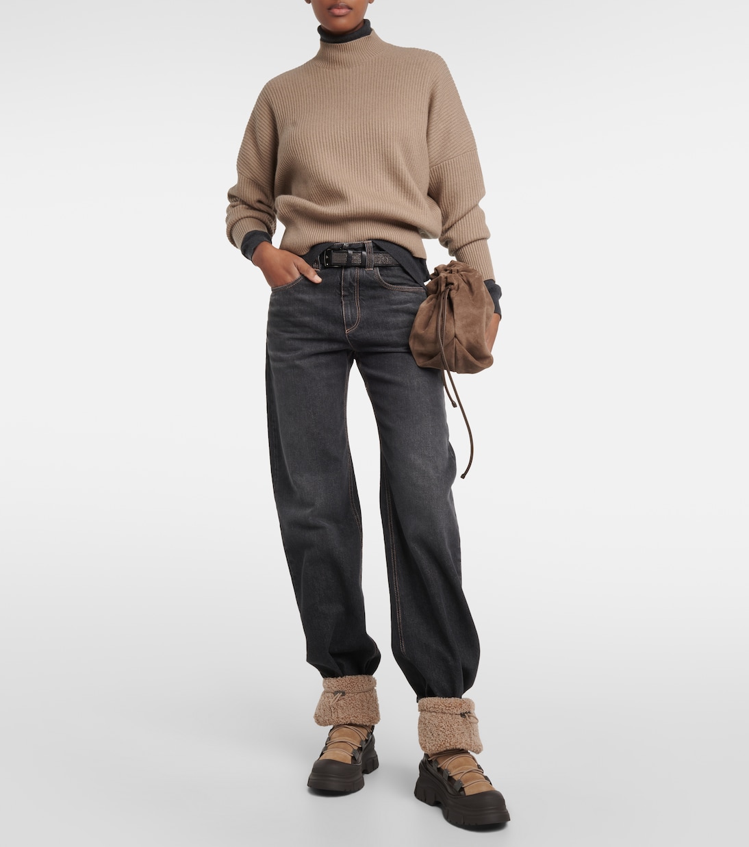 Shearling-lined suede ankle boots | Brunello Cucinelli