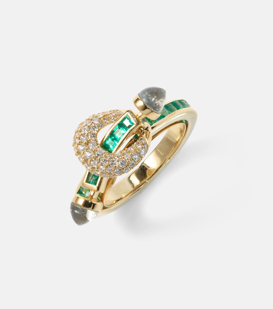 Bague Chakra en or 18 ct, émeraudes et diamants | Ananya