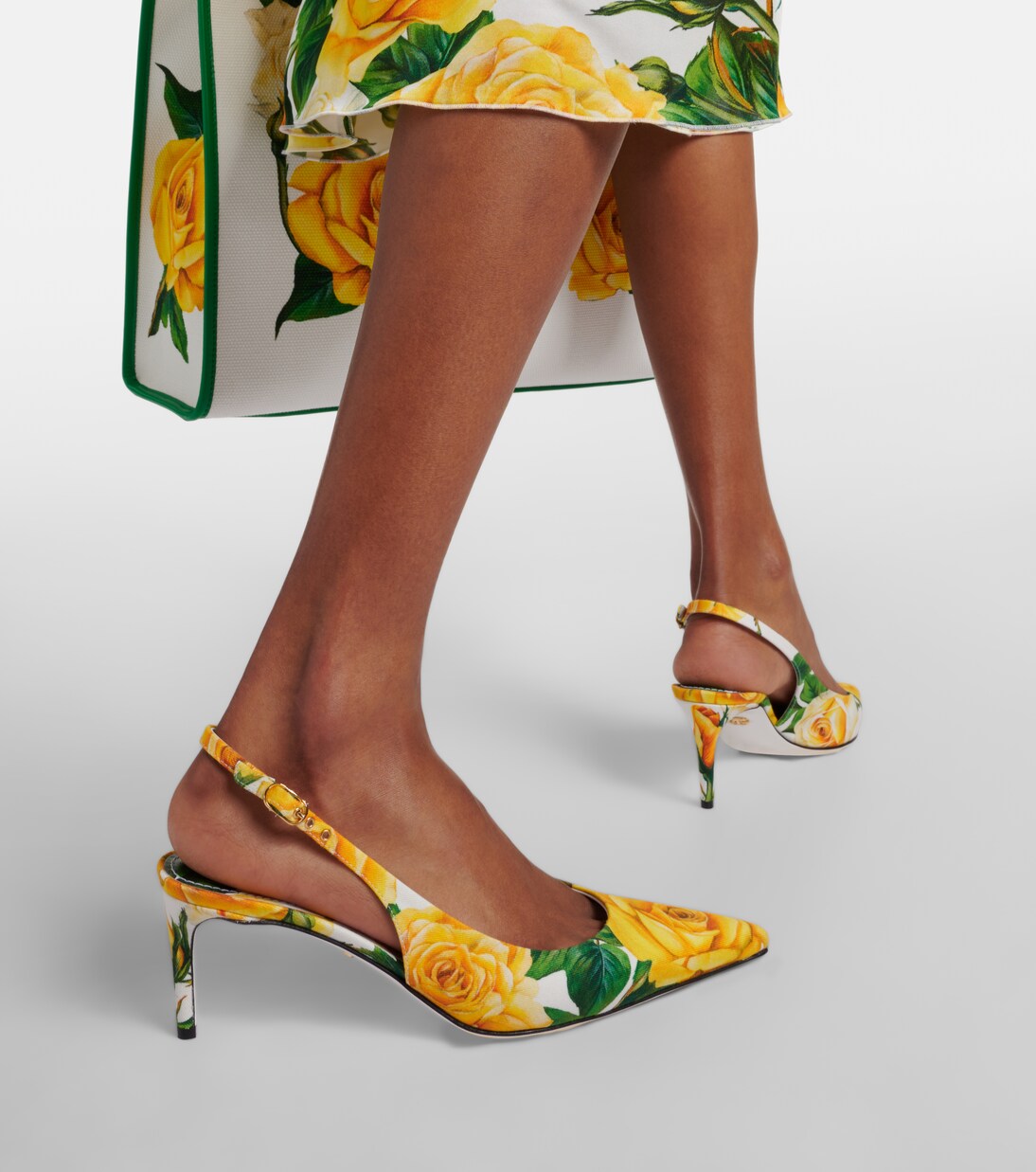 Bedruckte Slingback-Pumps aus Canvas | Dolce&Gabbana