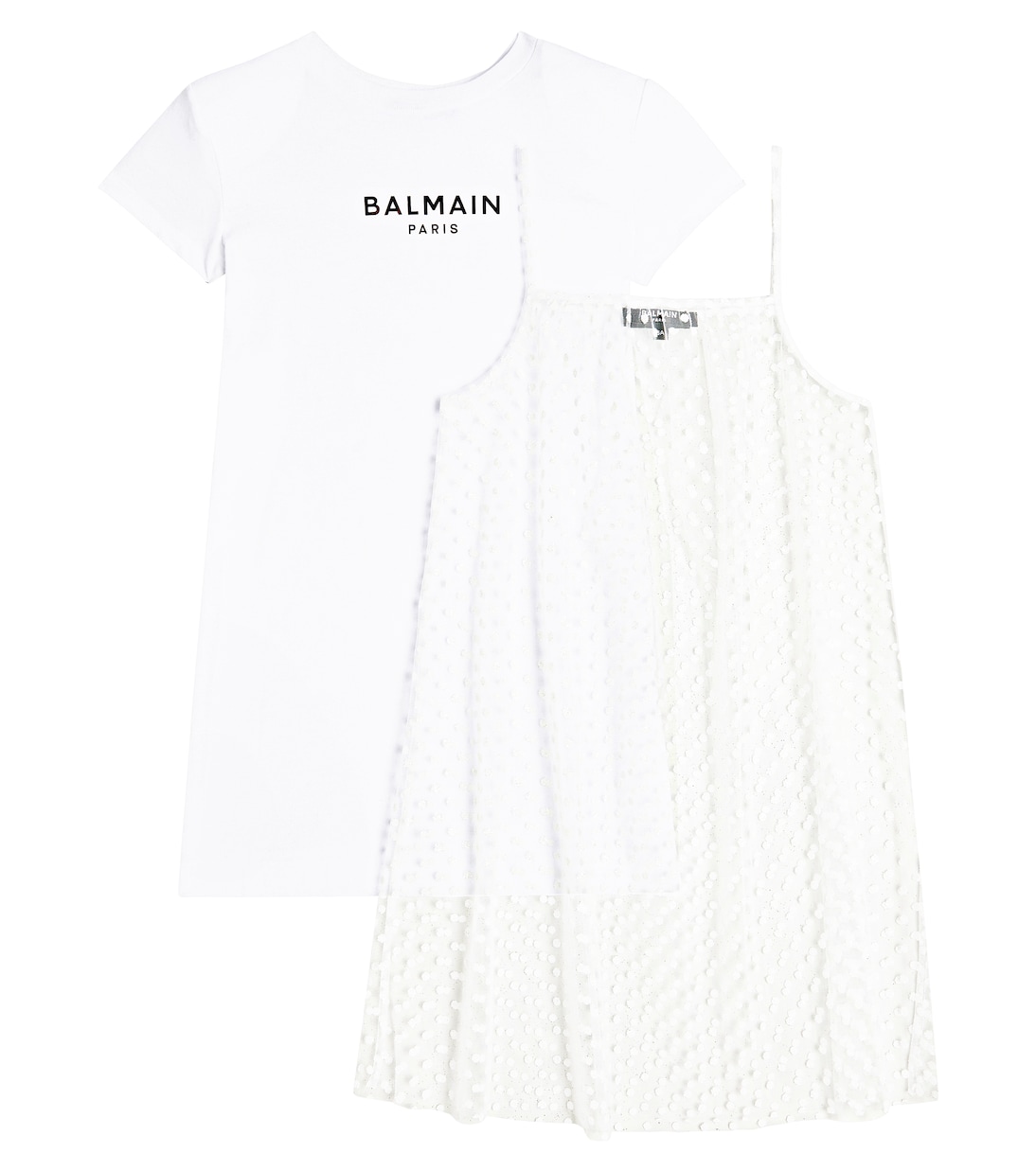 Abito in jersey di cotone a pois | Balmain Kids
