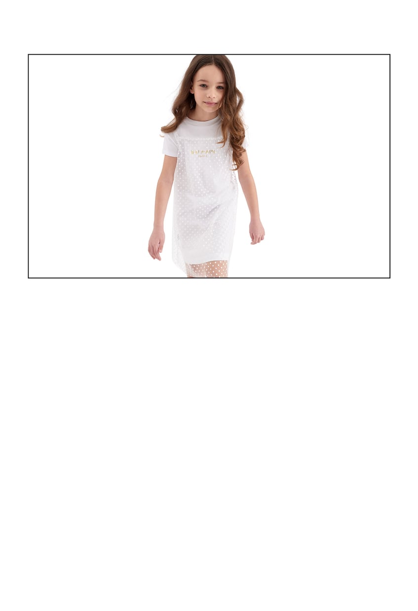 Abito in jersey di cotone a pois | Balmain Kids