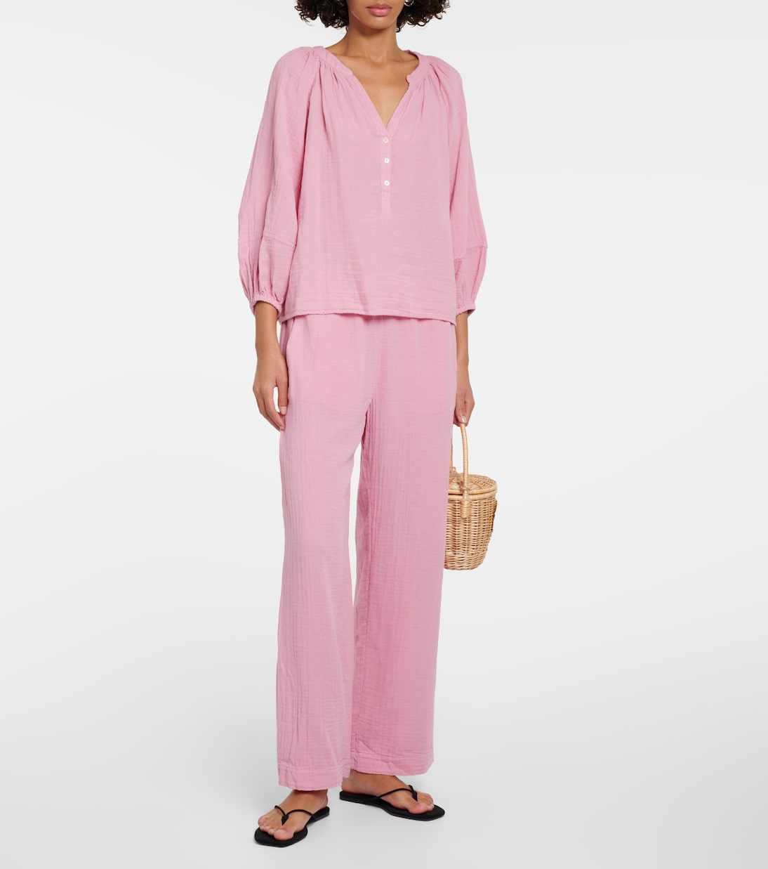 Jerry cotton gauze wide-leg pants | Velvet