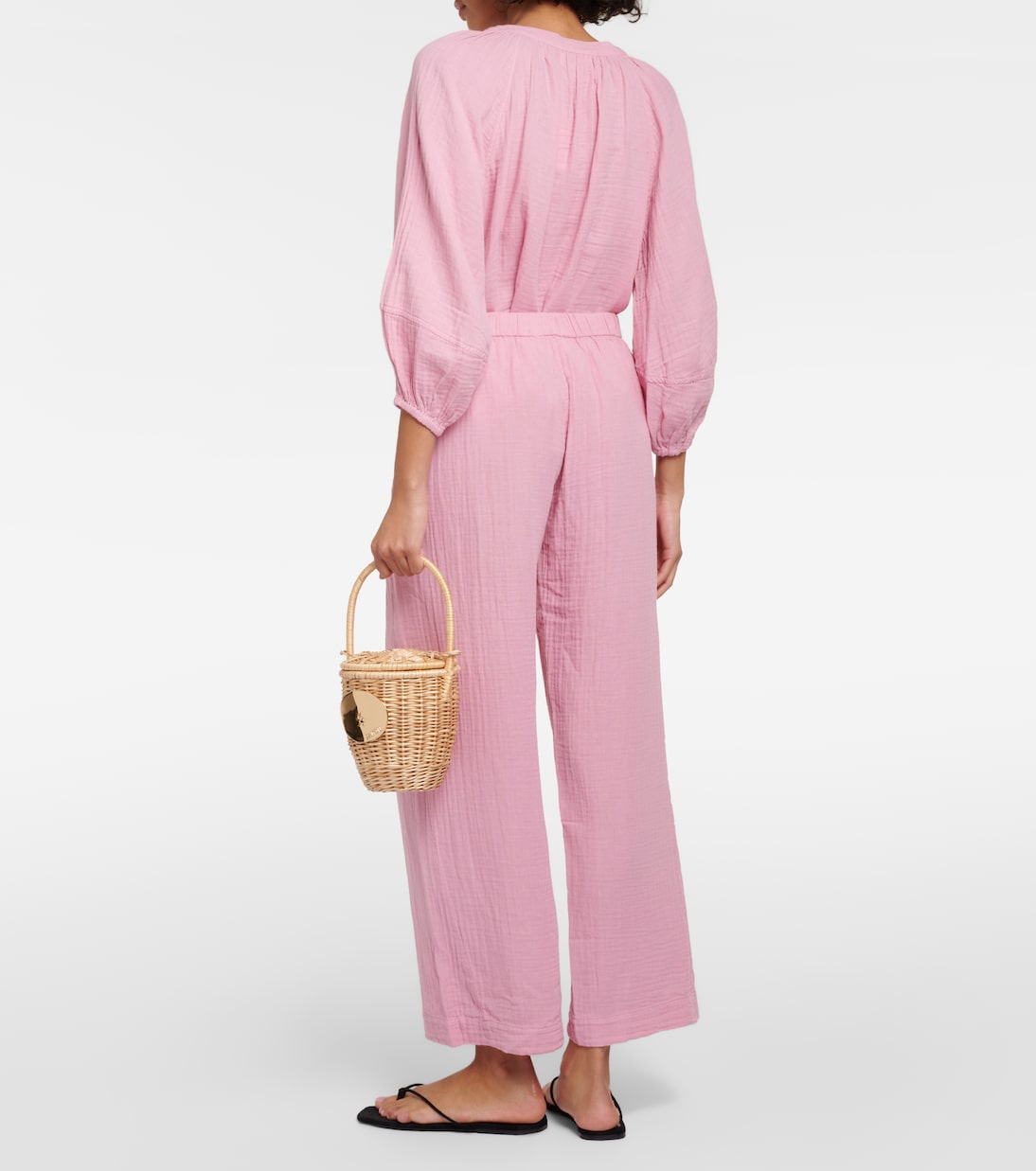 Jerry cotton gauze wide-leg pants | Velvet