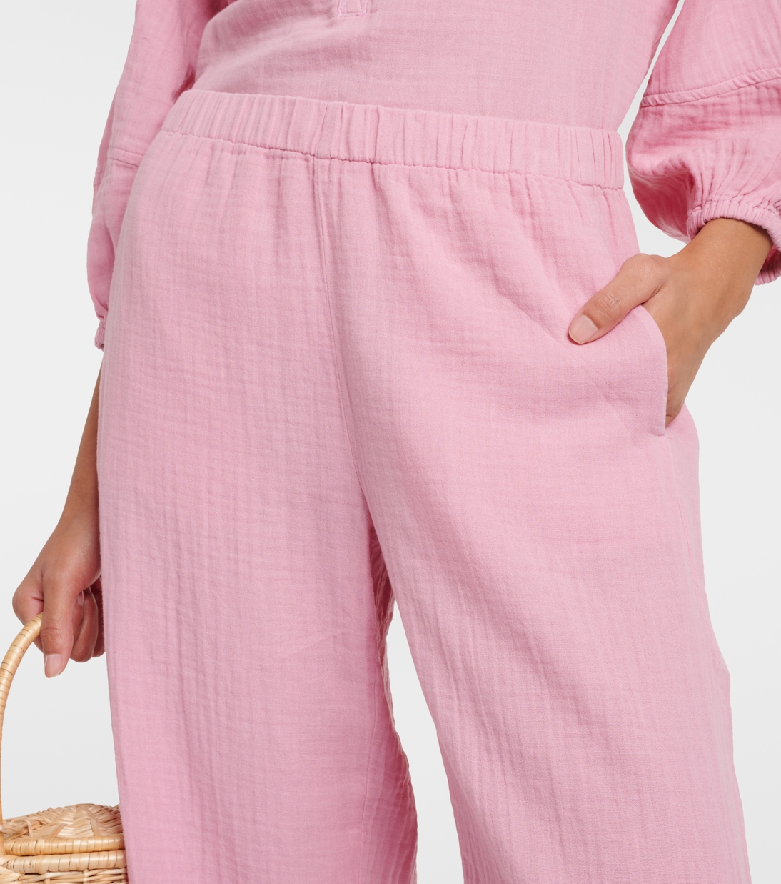 Jerry cotton gauze wide-leg pants | Velvet