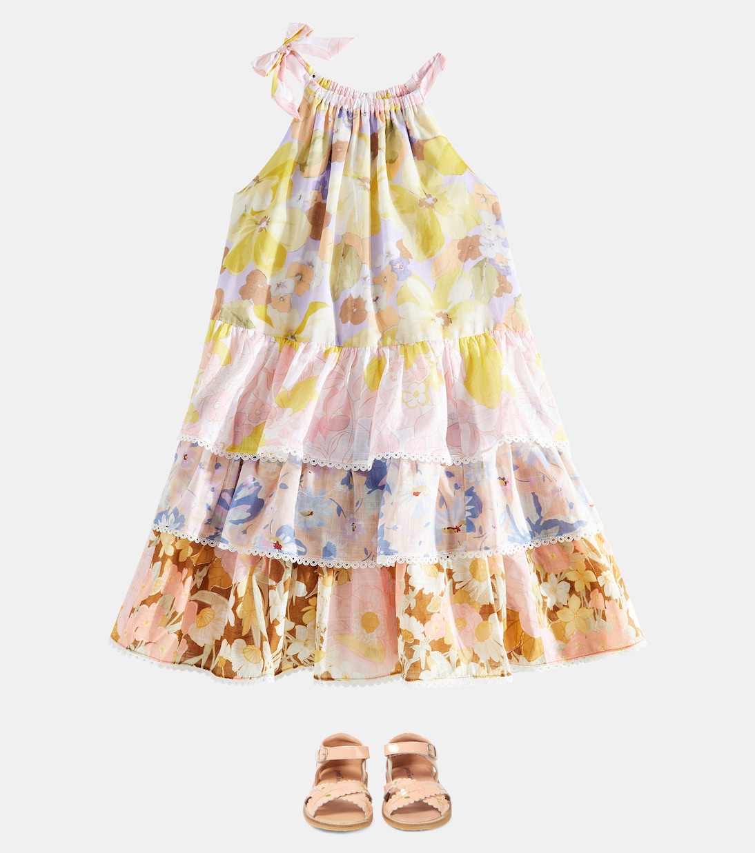Abito in cotone con scollo all’americana | Zimmermann Kids