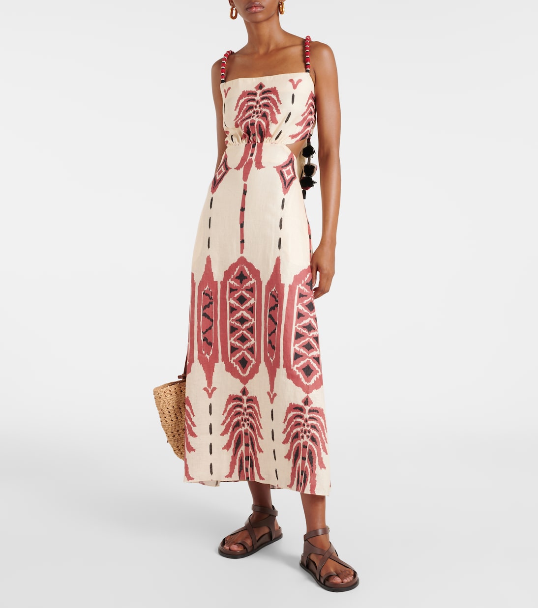 Abito midi in lino con stampa | Johanna Ortiz