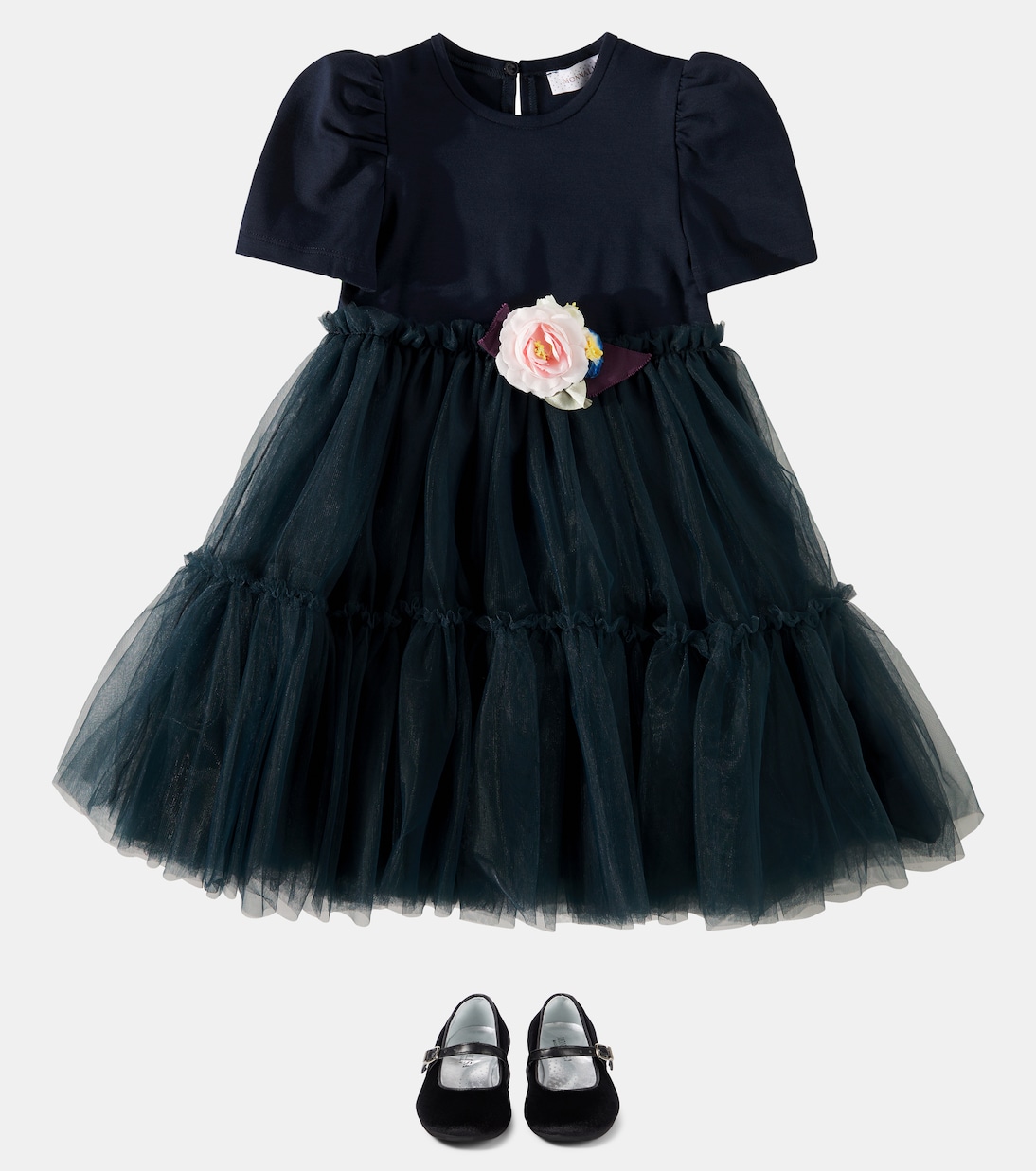 Abito in tulle con applicazione floreale | Monnalisa