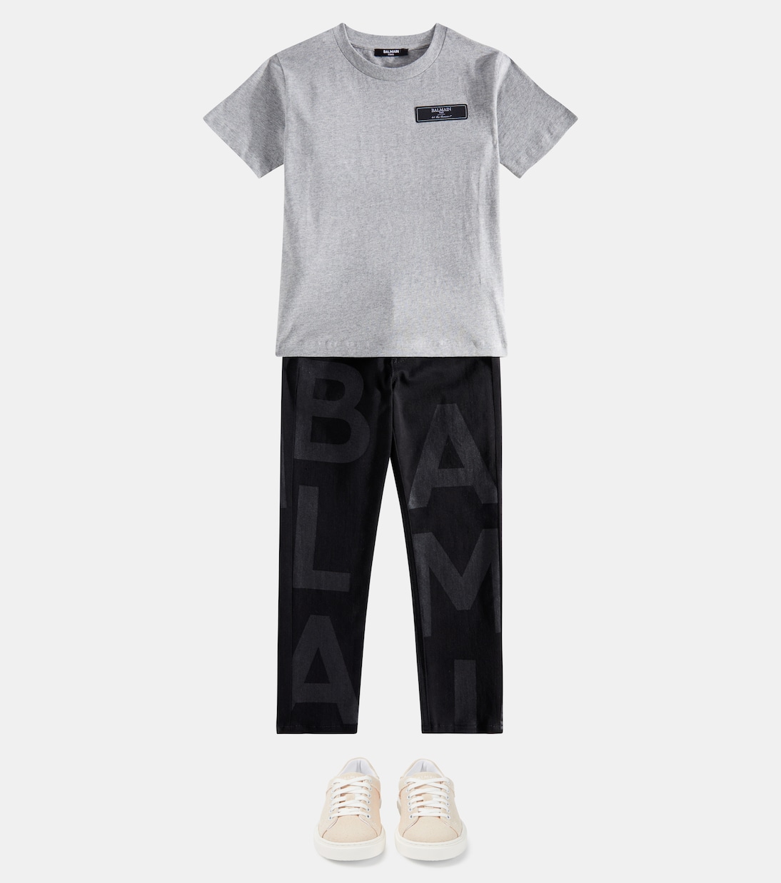 T-shirt in jersey di cotone con stampa | Balmain Kids
