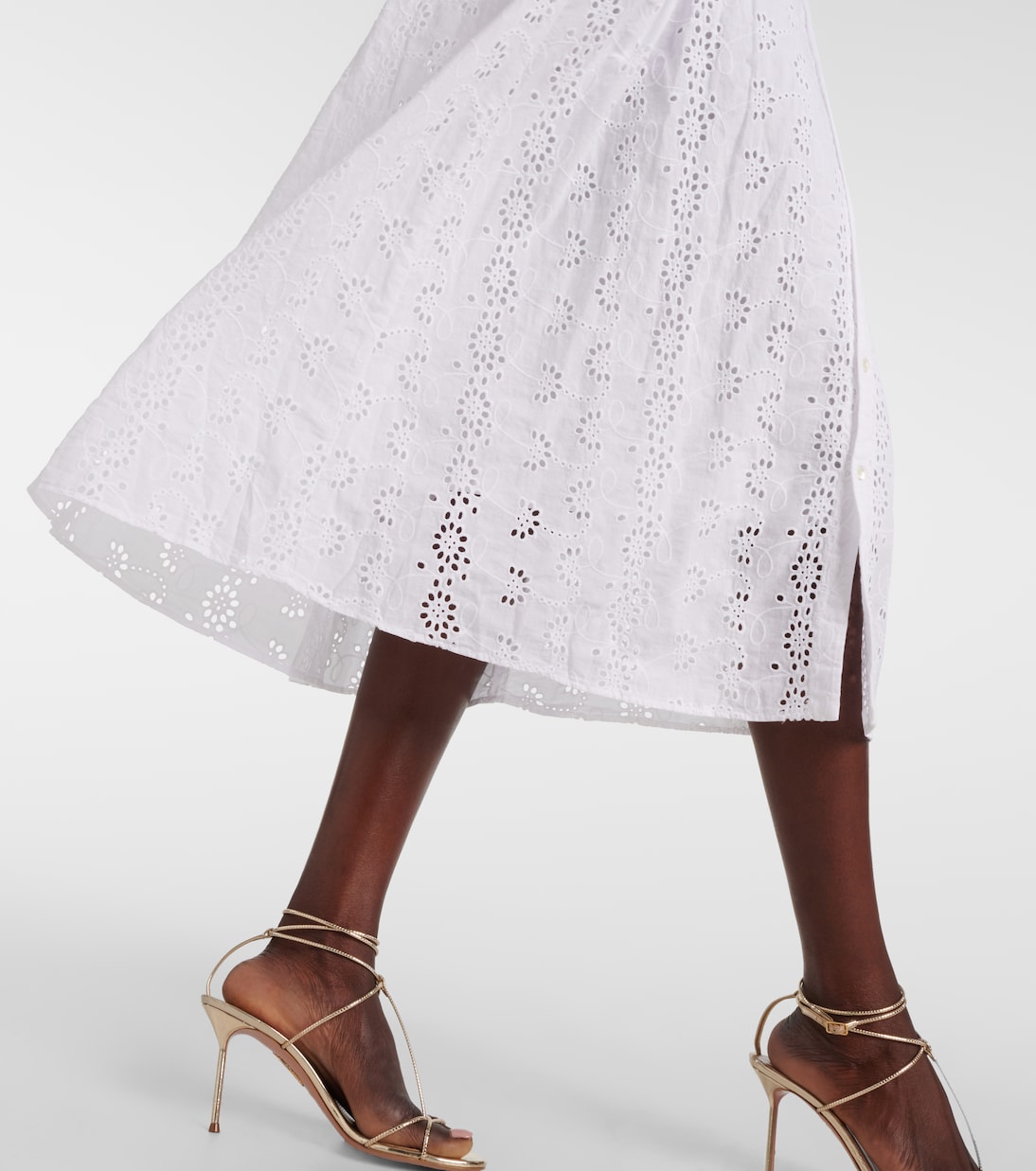 Broderie anglaise cotton midi dress | Velvet