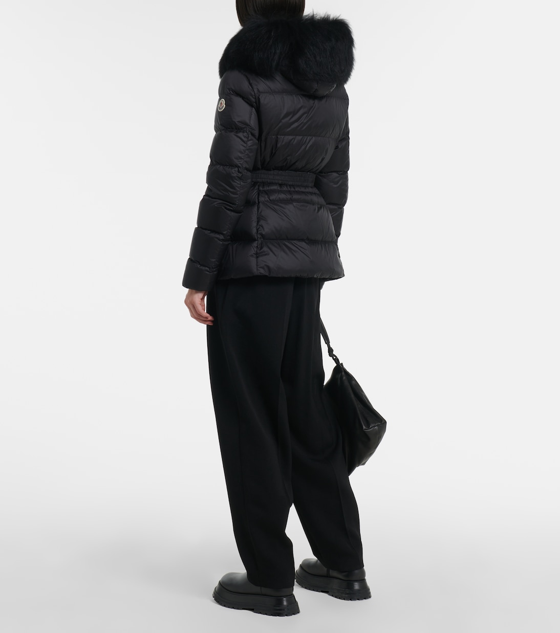 Boed shearling trimmed down jacket in black Moncler Mytheresa