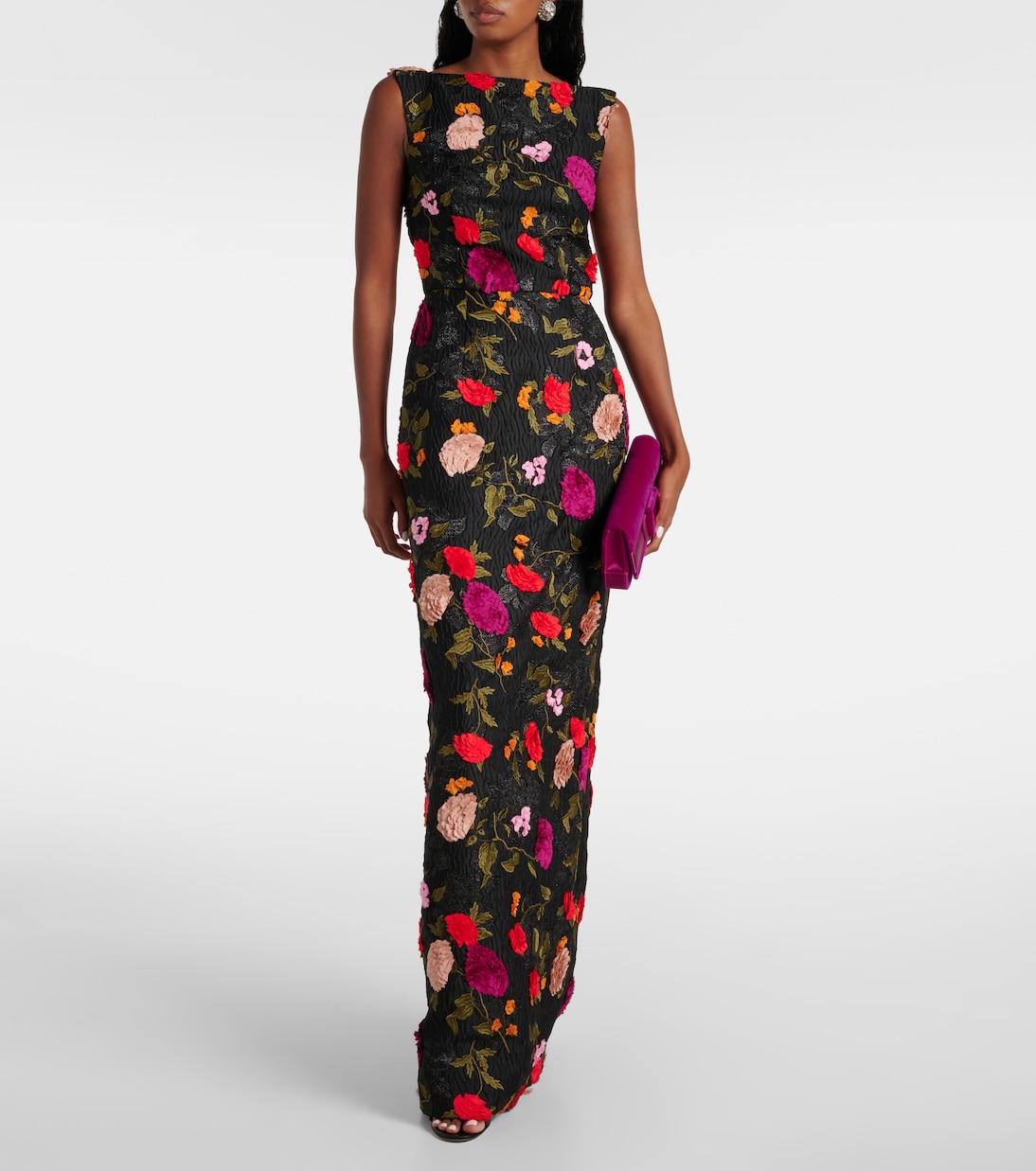 Robe longue brodée en jacquard  | Erdem