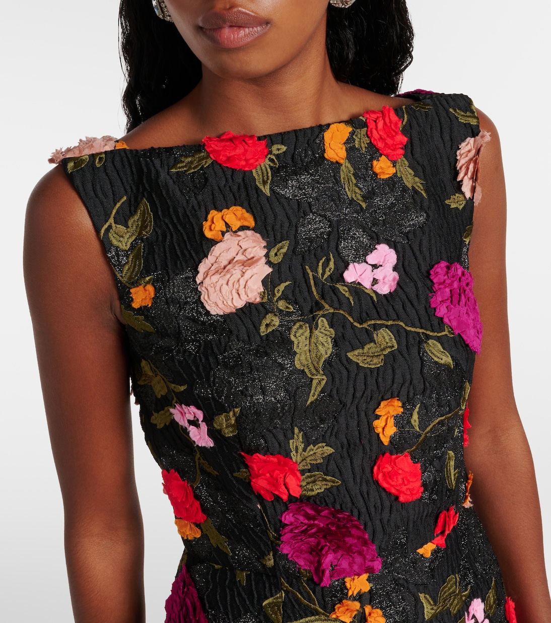 Robe longue brodée en jacquard  | Erdem