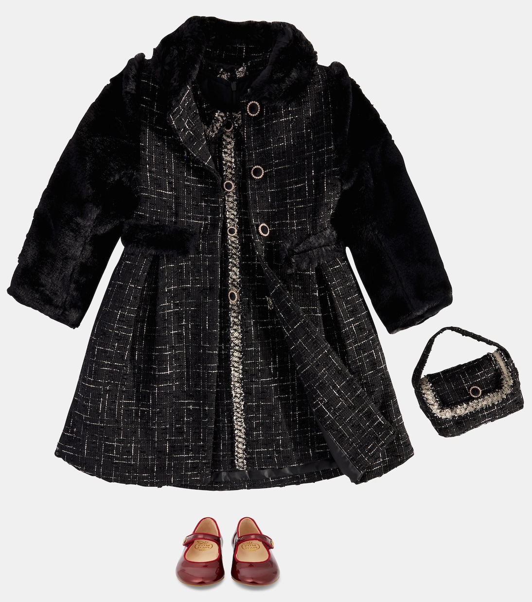 Faux fur and tweed coat | Patachou
