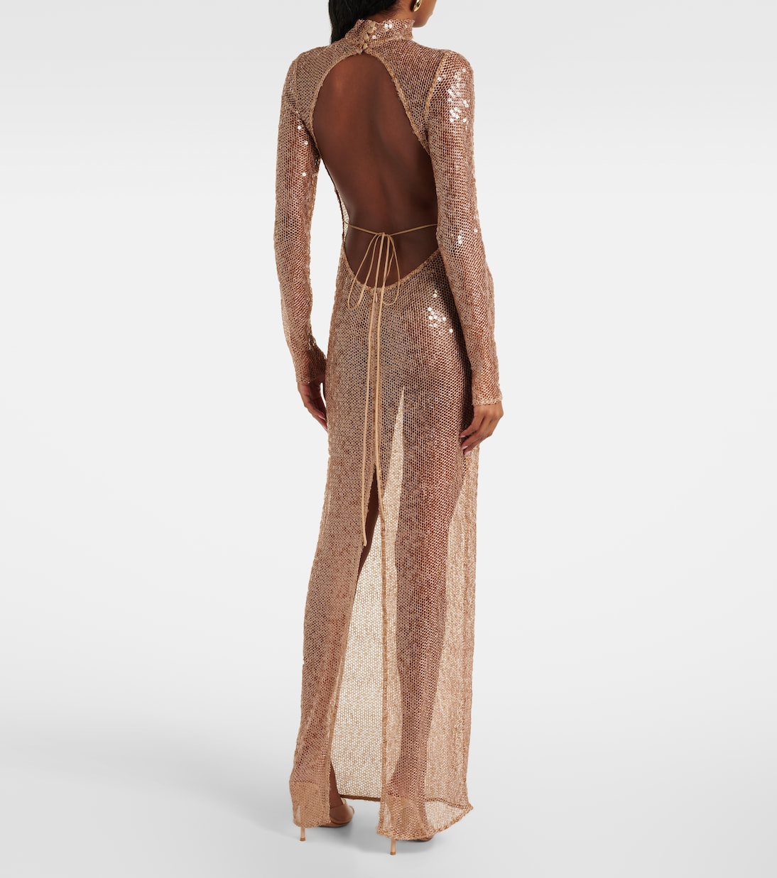 Sequined turtleneck sheer maxi dress | Magda Butrym