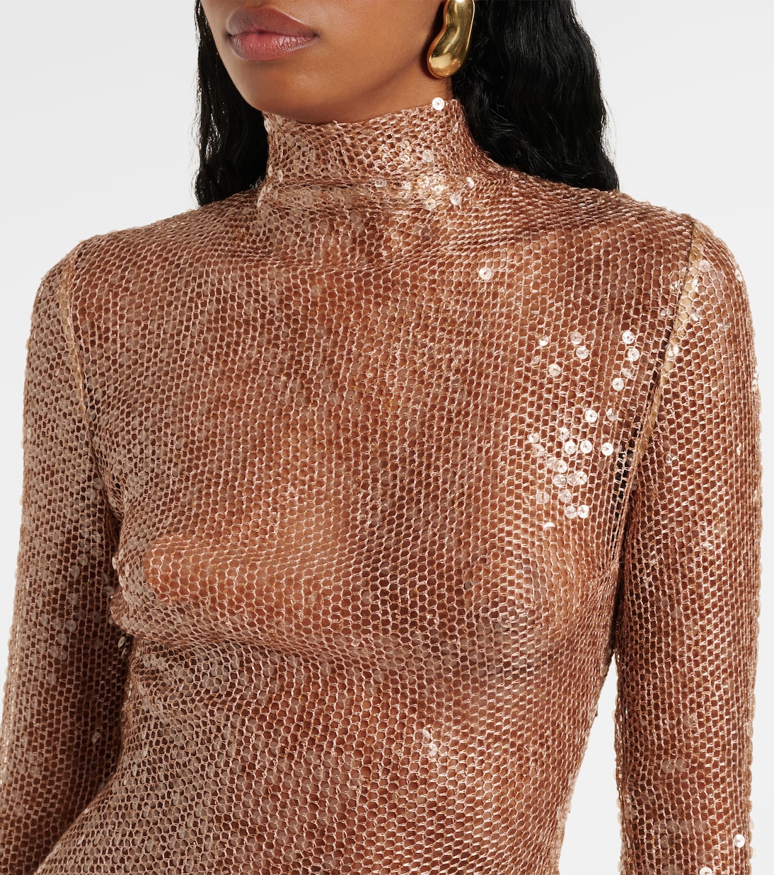 Sequined turtleneck sheer maxi dress | Magda Butrym