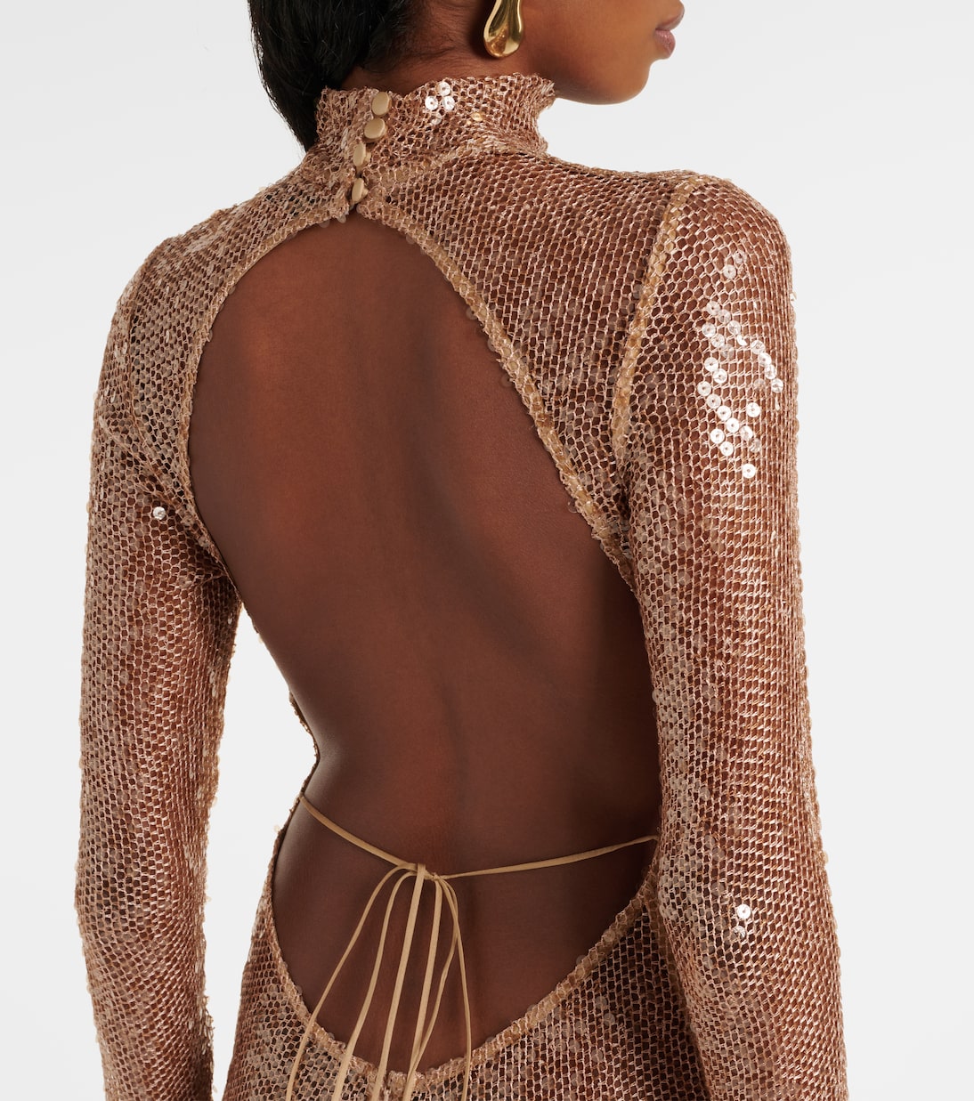 Sequined turtleneck sheer maxi dress | Magda Butrym