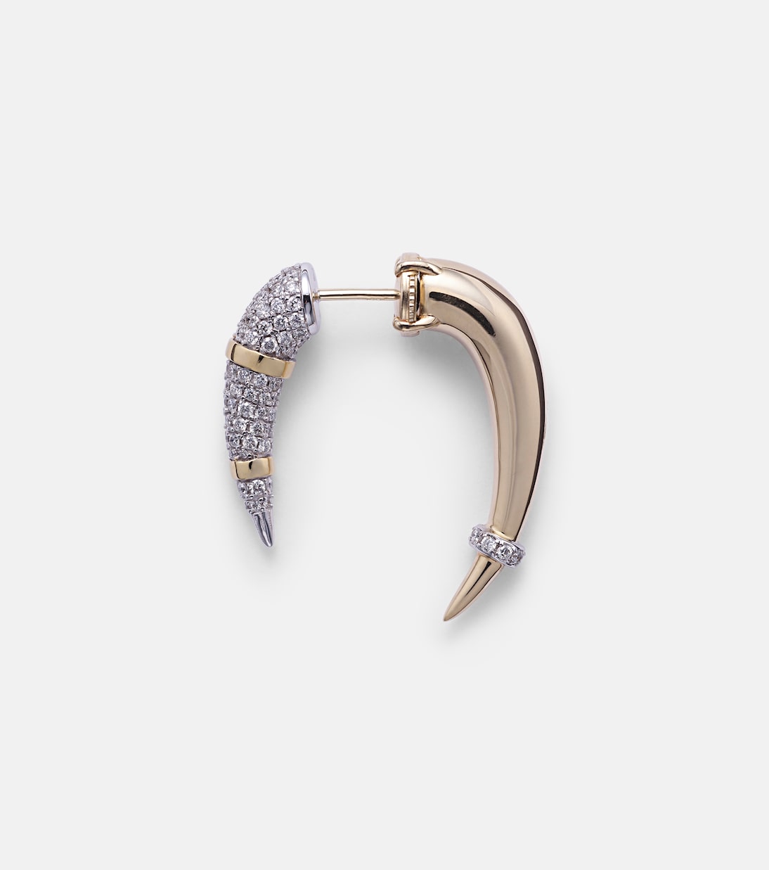 Orecchino singolo RAINBOW K Horn in oro 14kt con diamanti, stile giovane e unico