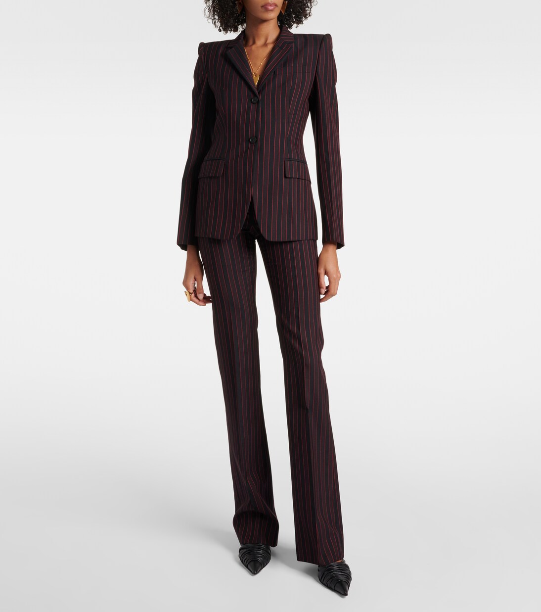 Pantalon droit rayé en laine | McQueen