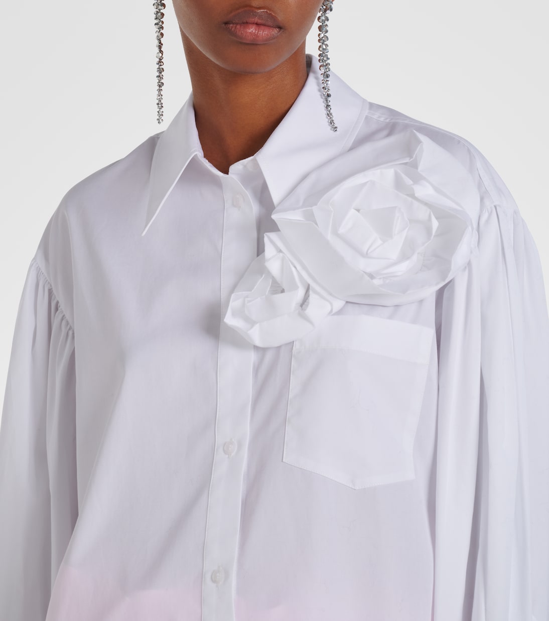 Camicia in cotone con applicazioni floreali | Simone Rocha