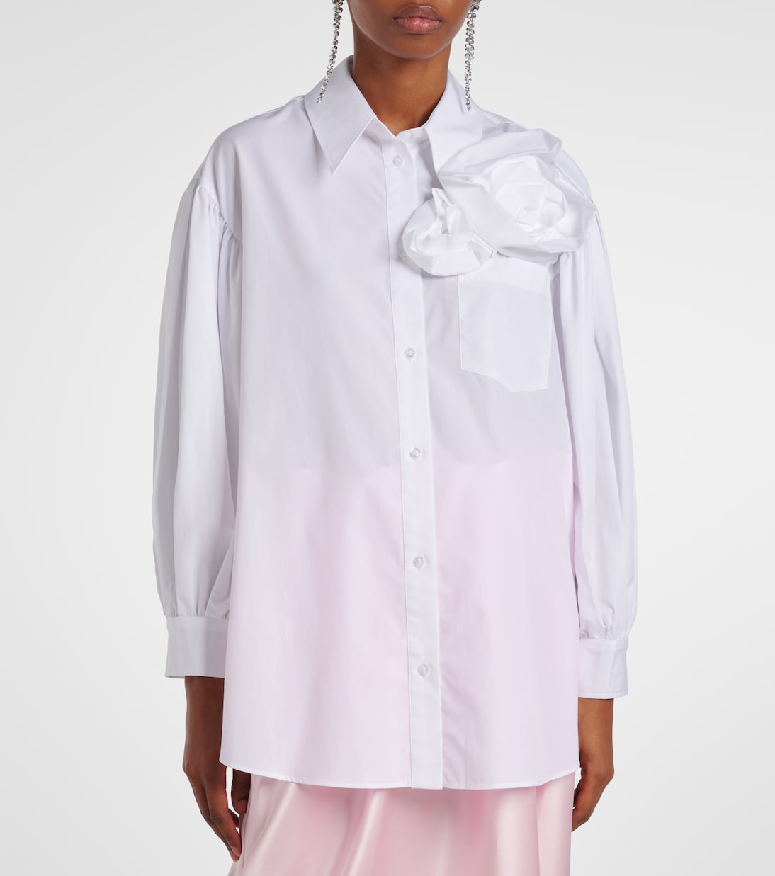Camicia in cotone con applicazioni floreali | Simone Rocha