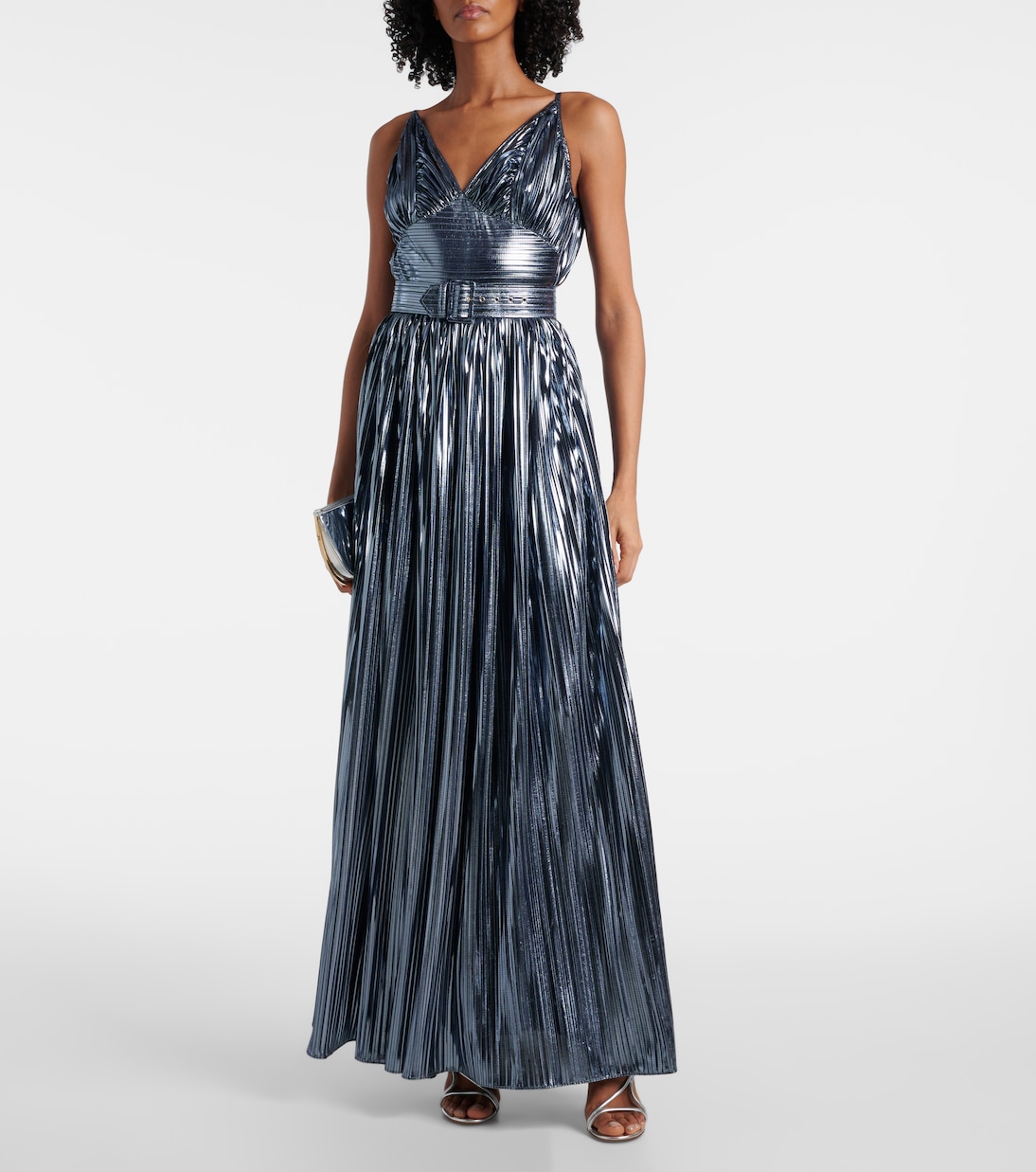 Vestido de fiesta de lamé con cinturón | Rodarte