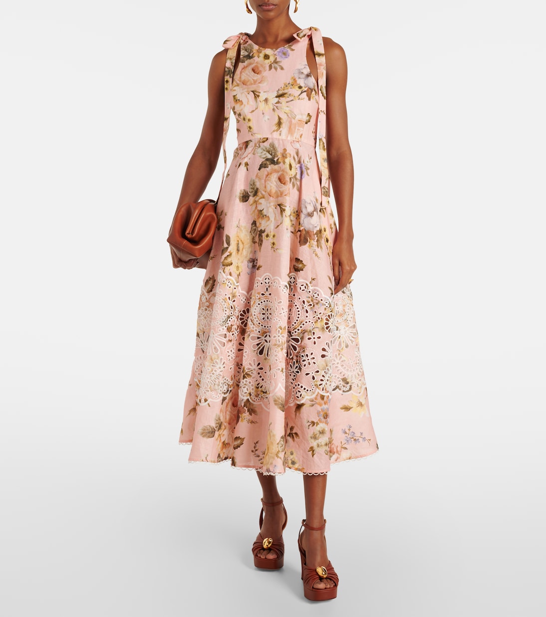 Abito midi Acacia in lino e sangallo | Zimmermann