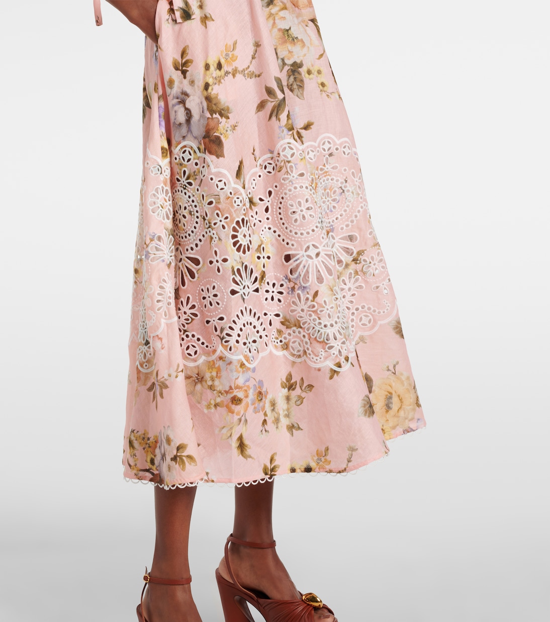 Abito midi Acacia in lino e sangallo | Zimmermann