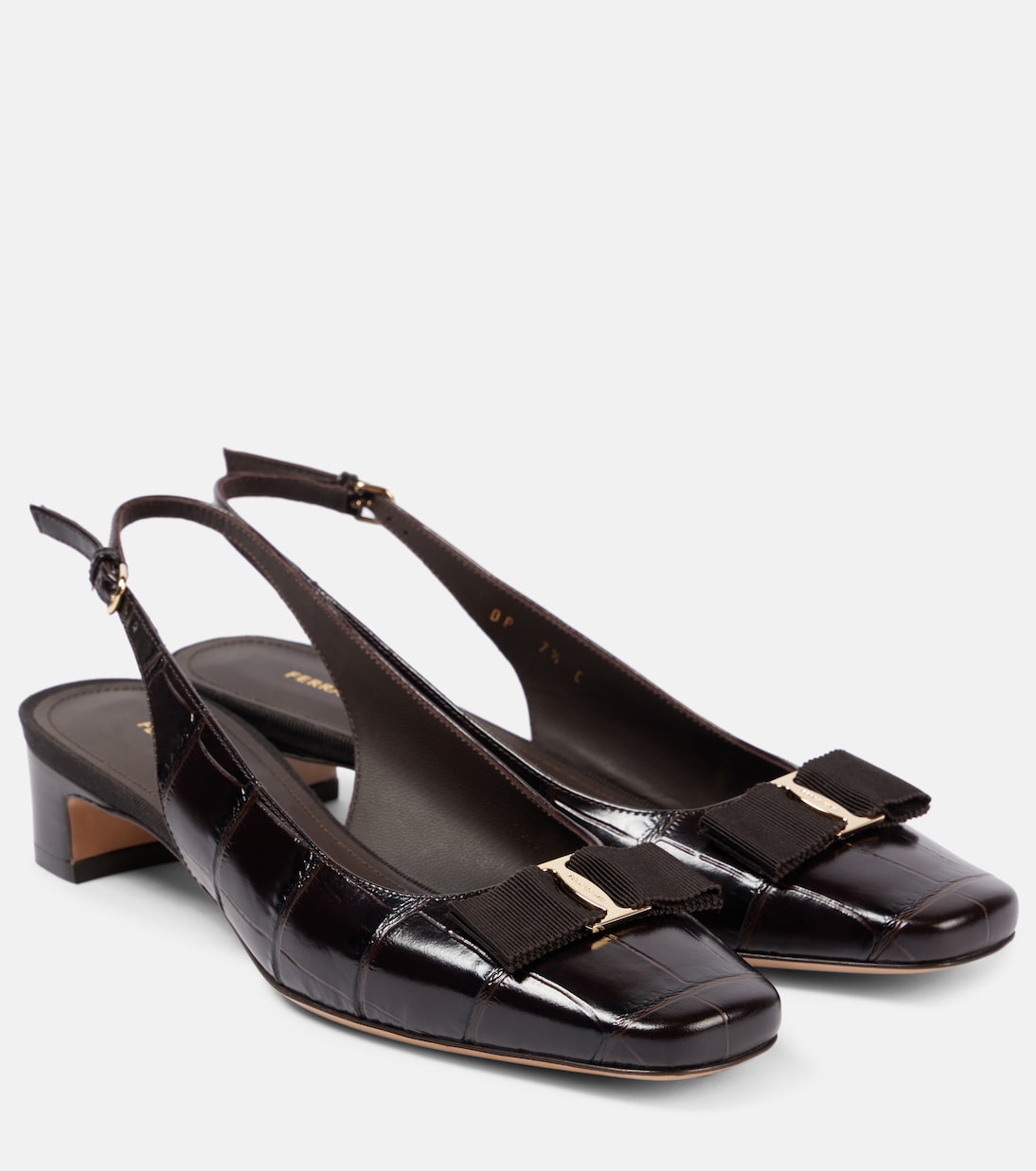 Rivada 30 croc-effect leather pumps | Ferragamo