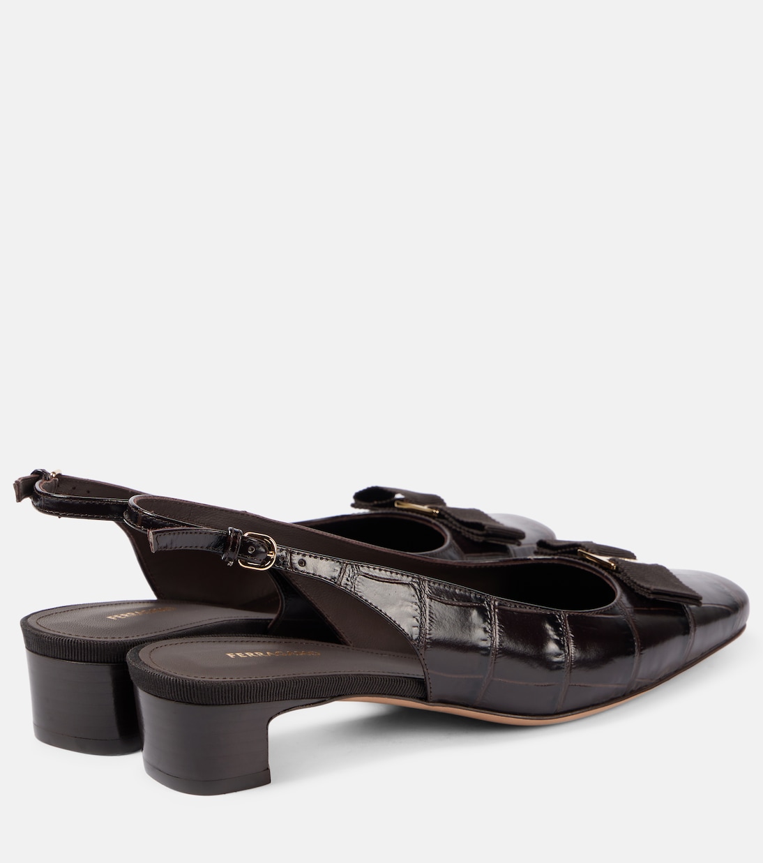 Rivada 30 croc-effect leather pumps | Ferragamo