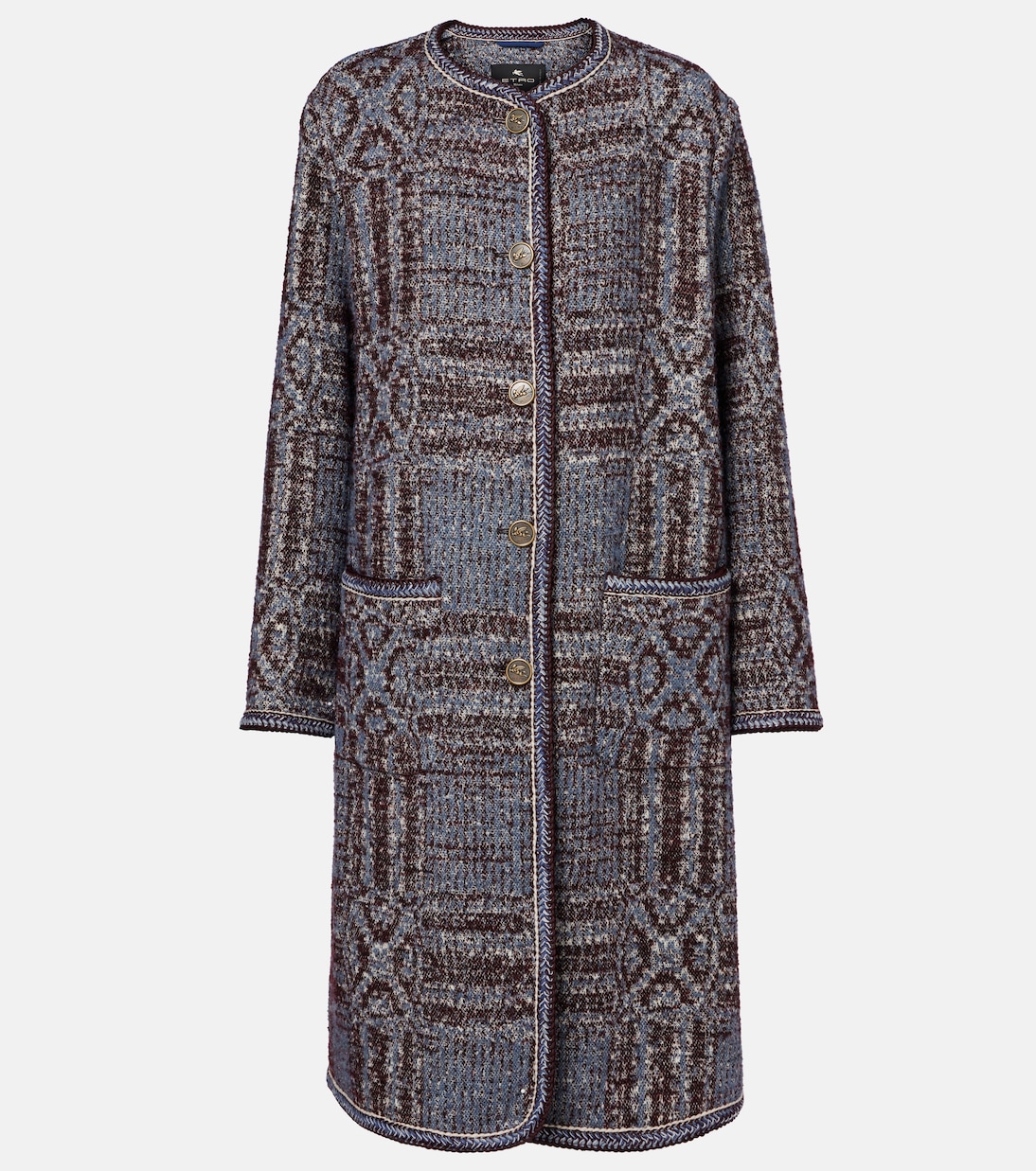 Cotton and wool-blend jacquard coat | Etro